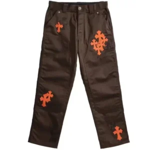 Chrome Hearts Brown Orange Cross Patch Carpenter Pants