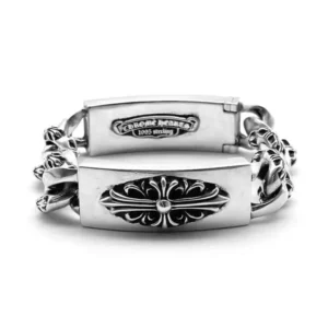 Chrome Hearts Double ID Silver Floral&Dagger Bracelet