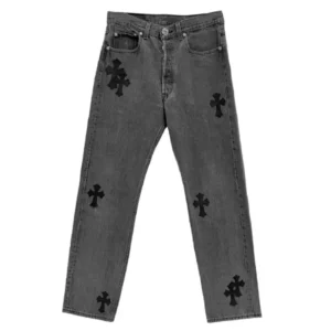Chrome Hearts Levi's 501 Black Cross Patch Grey Jeans