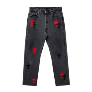 Chrome Hearts Levi's 501 Black&Red Cross Patch Grey Jeans