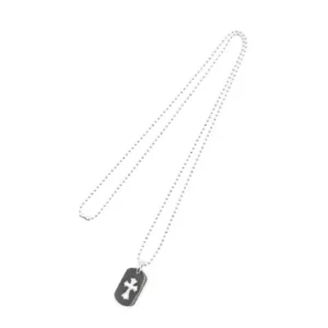 Chrome Hearts Silver Cross Dogtag Necklace 75cm