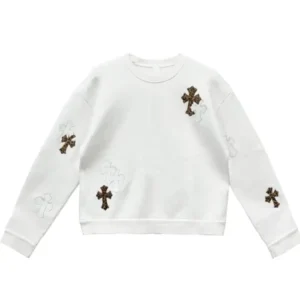Chrome Hearts White&Leopard Cross Patch Crewneck Sweatshirt