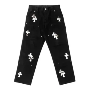 Chrome Hearts White&Zebra Cross Patch Double Knee Carpenter Pants